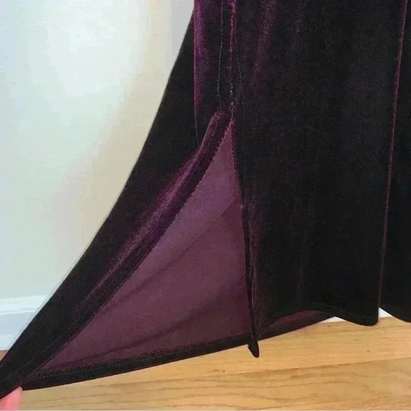Vintage Deep Purple Velvet Maxi Dress Whimsigoth 90s Keyhole Back Large - Picture 9 of 12